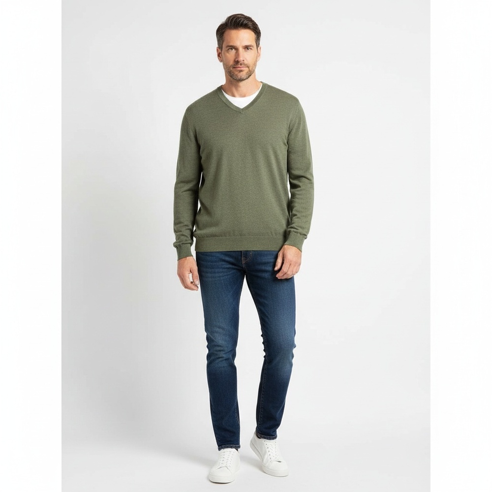 Brooks Brothers Supima Cotton V-Neck Sweater 3XLT Green Long Tall